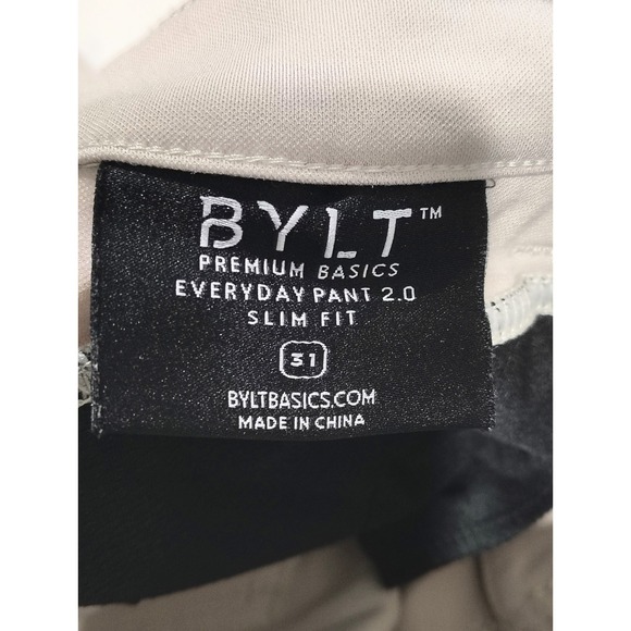 BYLT Pants Mens 31 Chino Everyday Pant 2.0 Slim fit  Sand  Stretch - Picture 3 of 9